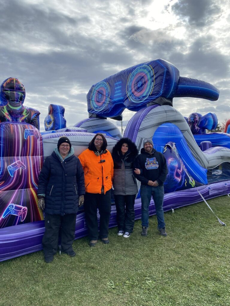 Stephanie Bellefeuille and Chantal Cleroux (representing Live, Live, Shop Local) and Karine Char and Justin Dorian, the founders of Jump Around Inflatables, have formed a partnership and will be teaming up for future community events