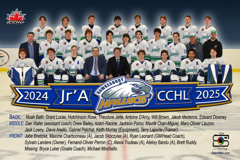 Fait rare pour l'équipe Junior A, les Hawks de Hawkesbury ne participeront pas aux playoffs cette saison suite à une défaite lors de leur dernier match de la saison régulière face aux Navan Grads. (Hawkesbury Hawks, Facebook)