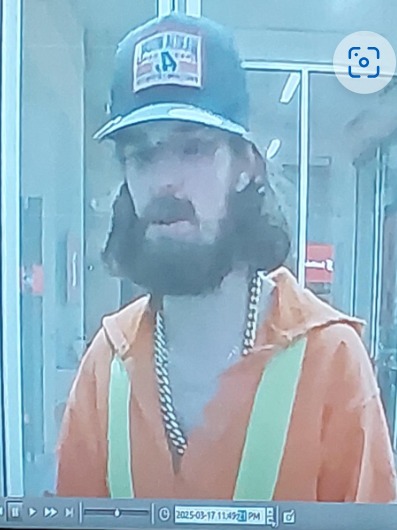 Russell County OPP seeks public help identifying a suspect who kicked a garbage can, causing a window to shatter at a Casselman business on March 17.