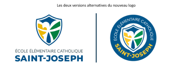 Les deux versions alternatives officielles du logo de l'École élémentaire catholique Saint-Joseph de Russell.