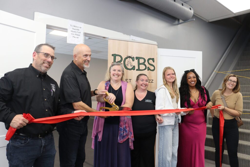 From left to right: Councillor Jamie Laurin, Mayor Mike Tarnowski, Cass Marks, owner and director of Russell Children’s Ballet School, Philippa Twigg, teacher at the school, Promise Gabie, teacher at the school, Theresa Ramsarup, teacher at the school, and Councillor Lisa Deacon.