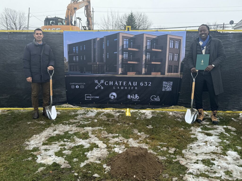 Developers Neel Chadha, left, and Kwesi Bourne break ground on the new Chateau 632 property on Thursday, Nov. 13.
