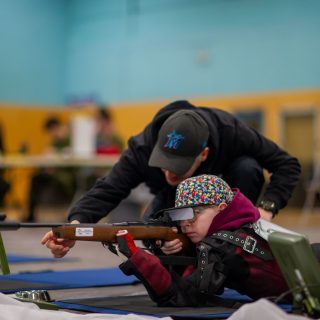 Captain Bossé of the 2804 Royal Canadian Army Cadet Corps in Casselman helps a cadet during the Cadet Regional Marksmanship Competition held from April 12 to 14, in Trenton.
