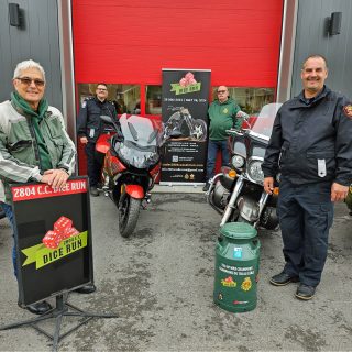 From left to right: Michel Dupuis, 2804 sponsor, Carl Surprenant, La Nation firefighter, Claude Brunet, right-hand man of the 2804 support committee and Jovan Broeck, Casselman firefighter.