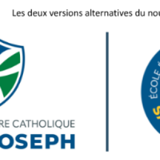Les deux versions alternatives officielles du logo de l'École élémentaire catholique Saint-Joseph de Russell.