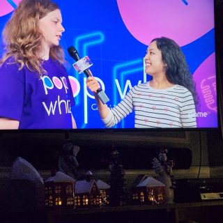 3 Pop Whiz co-host Jamie “Crmignzis” Carmella (right) interviews Sielle St-André during one of the episode’s intermission periods.