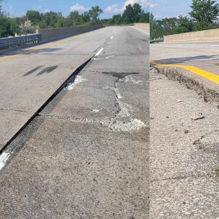 Sections of the eastbound Highway 417 overpass at Aberdeen Road began to buckle Wednesday evening forcing the OPP and MTO to close the eastbound lanes of the major highway. MTO deemed the structure "structurally unsound".
