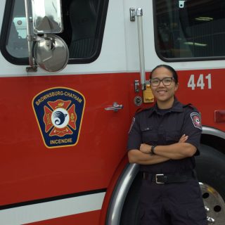 Lesly Yao est actuellement la seule femme pompière du Service de sécurité incendie de
Brownsburg-Chatham. (Francis Legault, EAP)