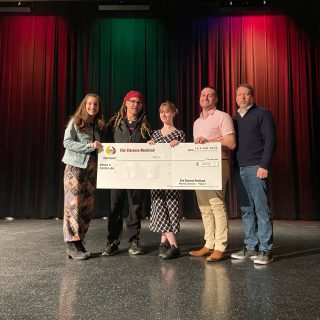 Ariel Shaw(centre) receives a cheque of $1,000 after being named the winner of the second annual Clarence-Rockland Next Talent Competition, which was held on Sunday, May 5 at the Optimiste Performance Hall. Presenting Ariel with her prize money are, from left to right, Audrey Faucon, one of the judges, singer-songwriter North Easton, also a judge for the competition, Alexi Chayer, Municipal Events Agent with the City of Clarence-Rockland, and Mayor Mario Zanth, who was also part of the competition’s judging panel