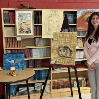 Grade 11 VCI Student Sophie Marelic with her art show pieces including «Beauty and the Beast» at Vankleek Hill Collegiate Institute’s annual Arts and Culture Week which was held from Jan. 13 to 17.