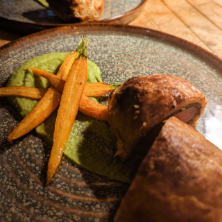 Chef Michel Gaumond, owner of Maker Feed Co. explains that his menu changes regularly, but the beef Wellington is always a hit. (Michel Gaumond)
