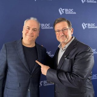 Martin Héroux (à gauche), en compagnie du chef du Bloc québécois, Yves-François Blanchet. (Photo Facebook)
