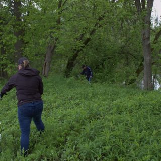 Quelques citoyens sont venus prendre part à cette corvée de nettoyage des berges de la rivière du Nord, organisée par Abrinord. (Photo Francis Legault, EAP)