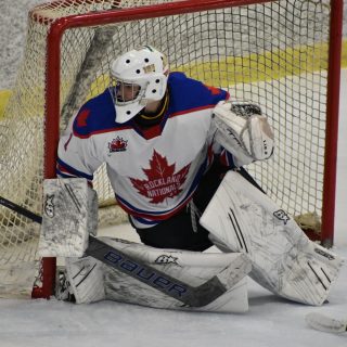 Rockland Nationals goaltender Sebastian Resar in game action during the 2023-2024 CCHL season. The Nats dropped two straight games last weekend against Navan and Renfrew and hope to get back in the win column with a busy week ahead.