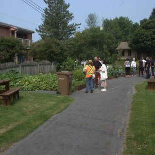 Le sentier relie les rues Thomas et Filion et comprend des bancs, des tables de pique-nique
et un mini-potager en libre-service. (Francis Legault, EAP)